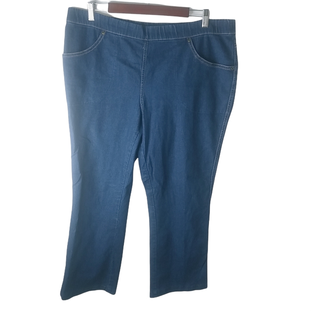 JMS 16W 1XP Jegging Pull On Dark Wash Stretch Jeans Plus Petite